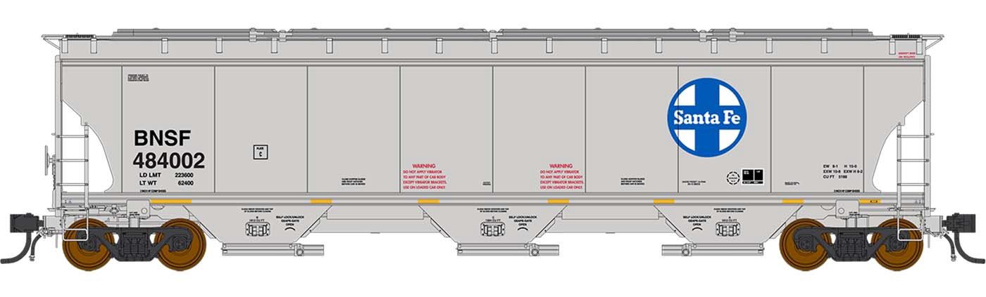 InterMountain 472151-01 - Trinity 5161 Cu. Ft. Hopper - Santa Fe BNSF #484002