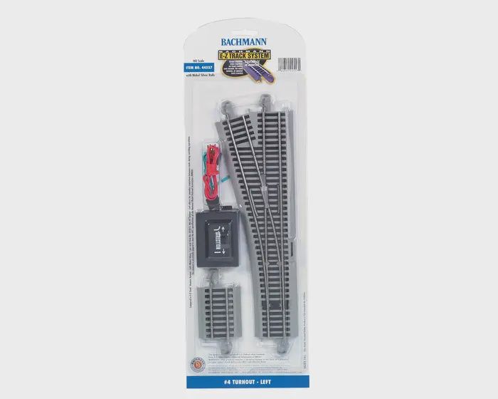 Bachmann 44557 HO #4 Turnout- Left Nickel Silver E-Z Track w/Grey Roadbed