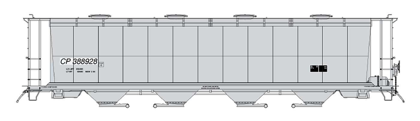 InterMountain HO Cylindrical Covered Hopper - Round Hatch CP - Gray, Road Number: 388944