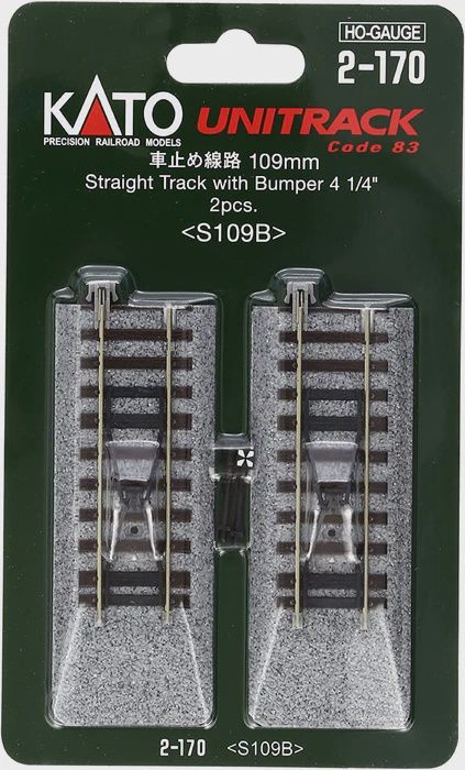Kato 2170 - HO Scale UniTrack 109mm 4-1/4&quot; Straight Bumper (2 Pack)