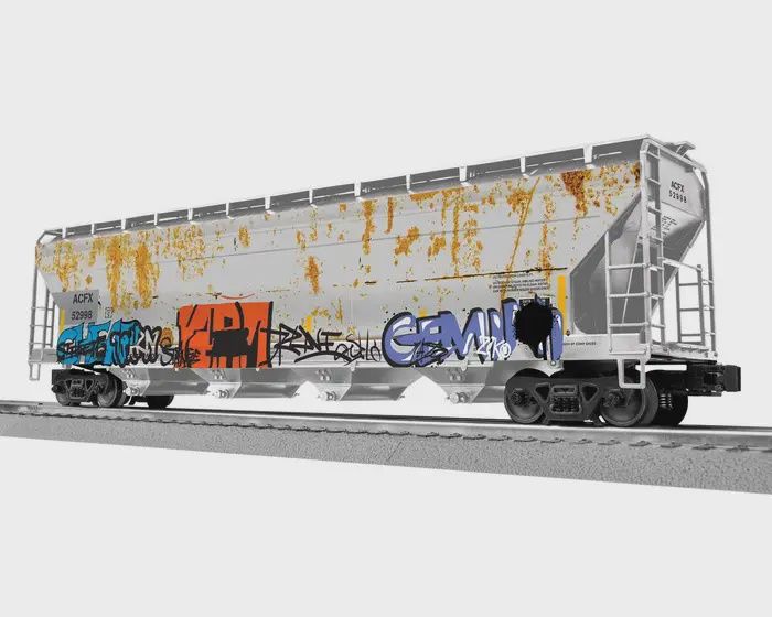 Lionel 2542132 O ACFX ACF 4 Bay Covered Hopper #52998, Weathered w/Graffiti