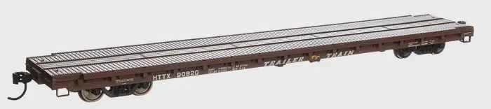 WalthersMainline-60' Pullman-Standard Flatcar - Ready to Run -- Trailer-Train HTTX #90820 (Heavy-duty; brown)