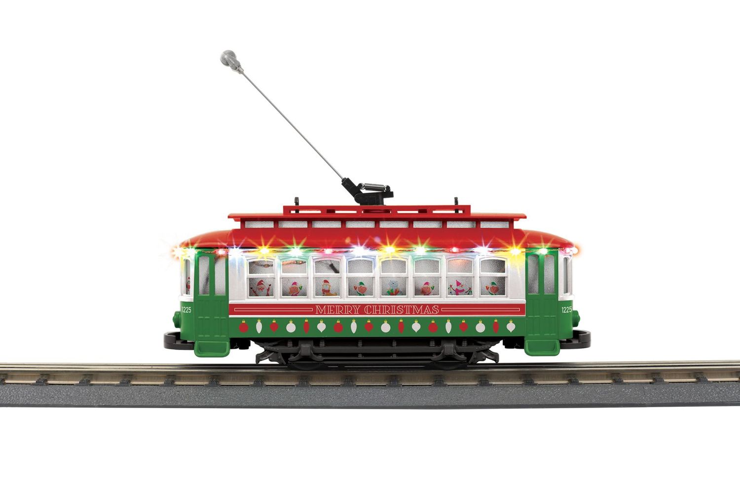 MTH 30-5254 O Gauge RailKing Christmas Bump-n-Go Trolley With LED Lights