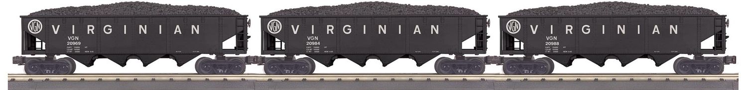 MTH 30-70137 Virginian O Gauge RailKing 3-Car 4-Bay Hopper Car Set