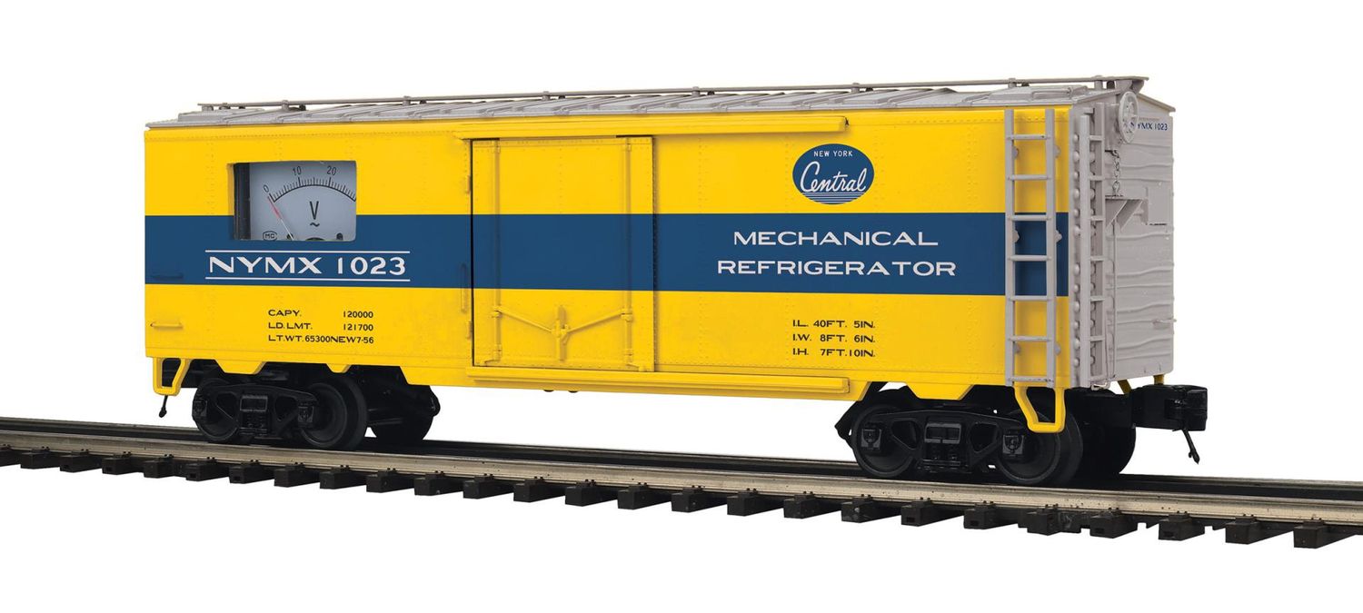 MTH 20-94747 New York Central O Scale Premier 40’ Steel Sided Power Meter Car, Road Number: 1027