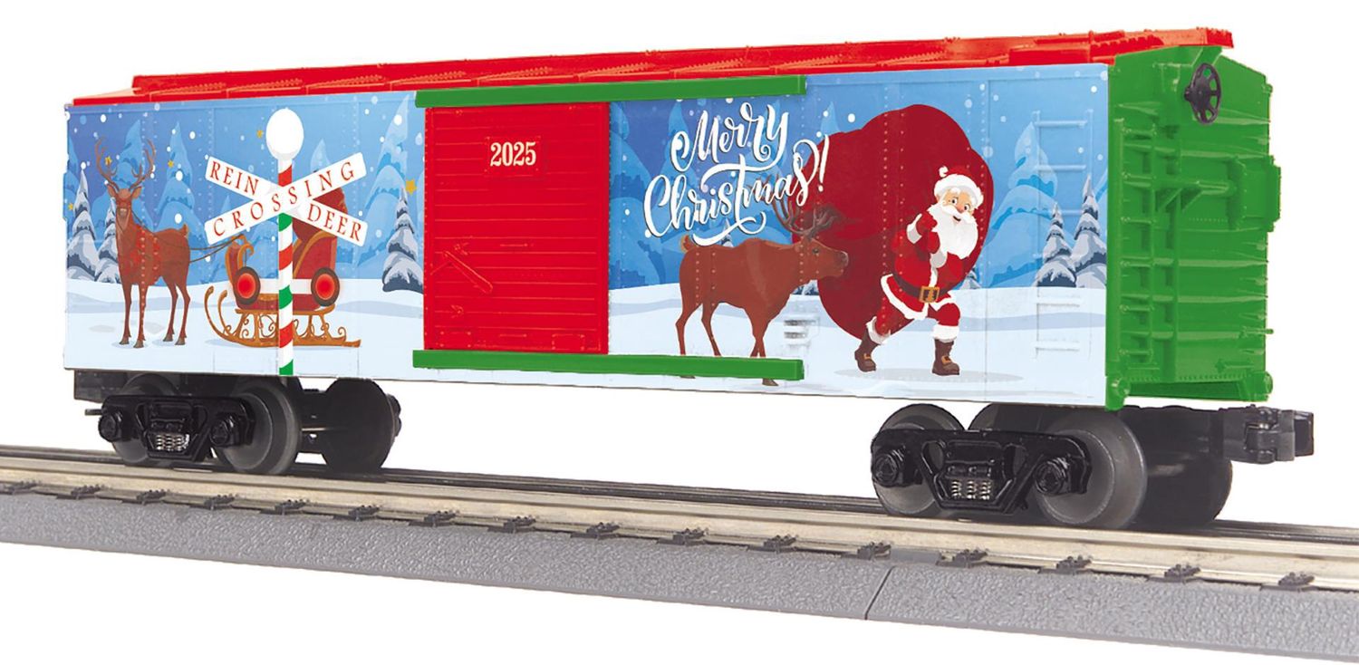 MTH 30-71233 O Gauge RailKing Christmas Box Car w/Blinking LEDs