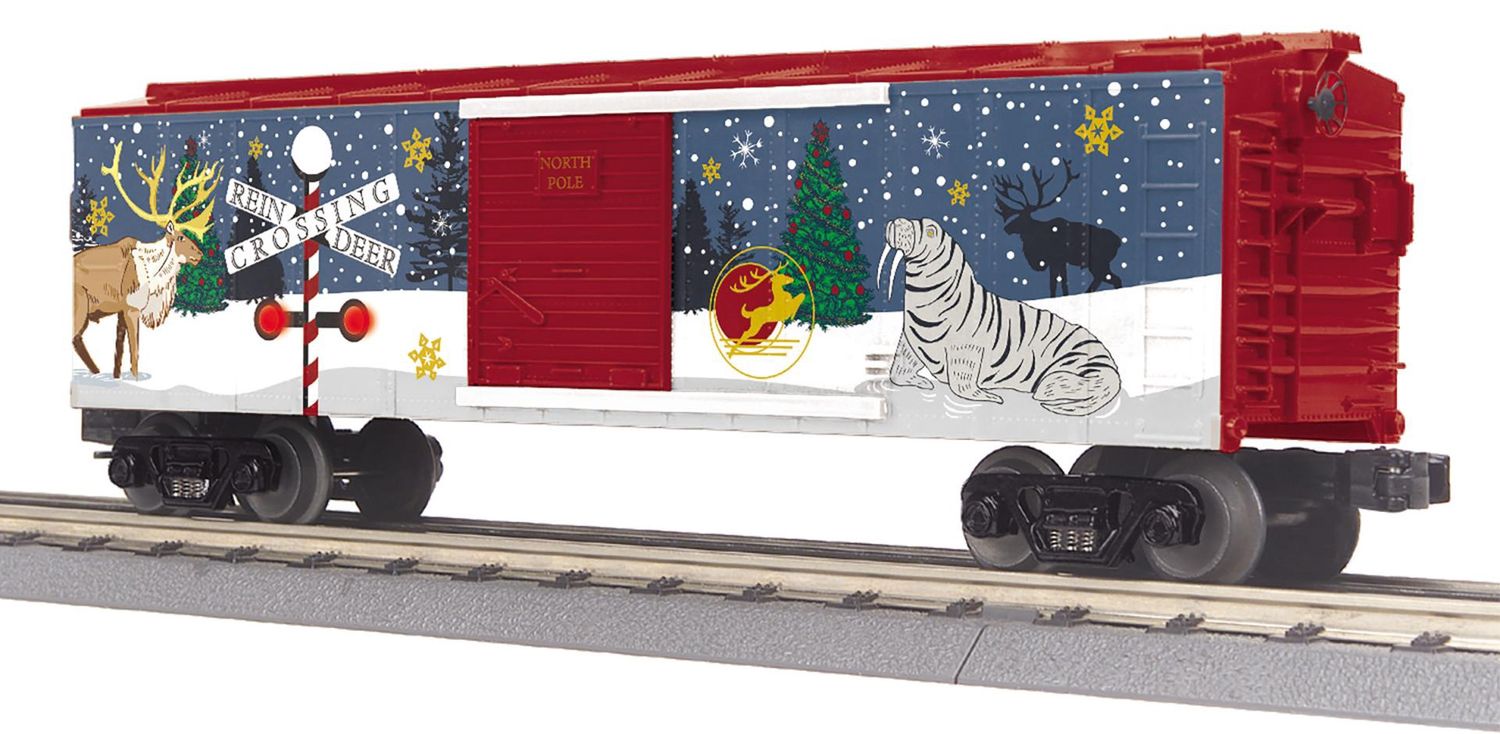 MTH 30-71238 O Gauge RailKing North Pole Box Car w/Blinking LEDs