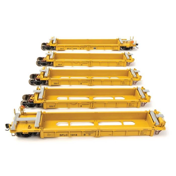 Walthers Mainline 910-55676 - HO Thrall 5-Unit Rebuilt 40&#39; Well Car, Santa Fe Leasing SFLC, Road Number: 1018