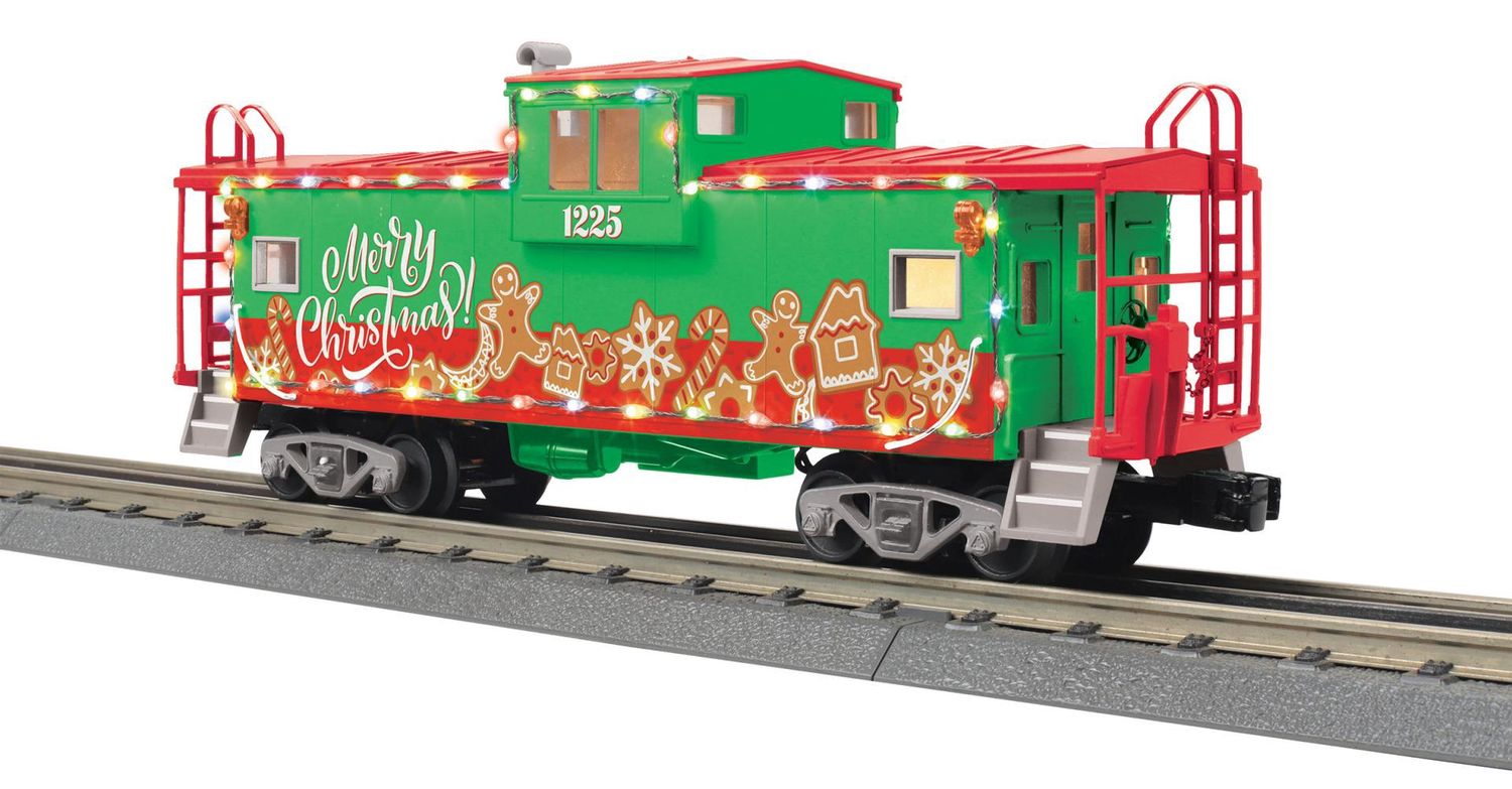 MTH Railking-30-77412-O Gauge Rugged Rails Christmas Extended Vision Caboose with LED Lights
