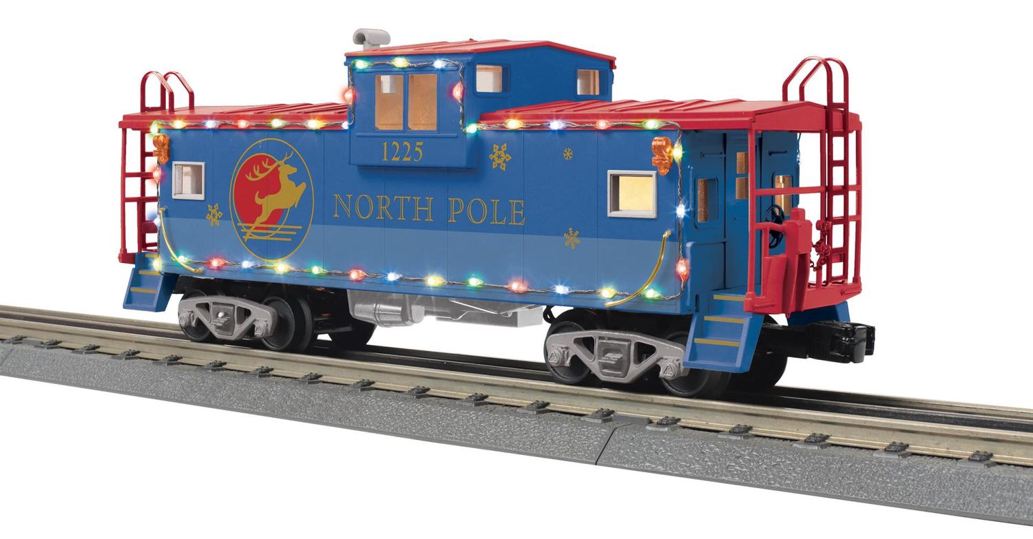 MTH Railking-30-77413-O Gauge Rugged Rails North Pole Extended Vision Caboose with LED Lights