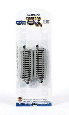 Bachmann 44532 Curved Track w/ Nickel Silver Rail &amp; Gray Roadbed - E-Z Track(R) -- 1/2 22" Radius pkg(4)