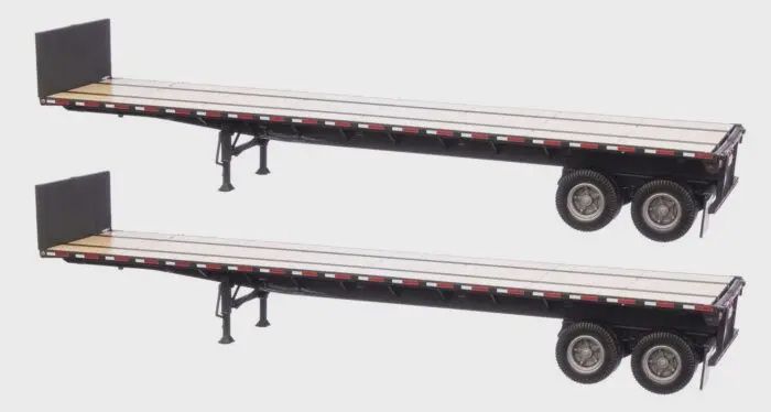 Walthers SceneMaster Part # 949-2703 40&#39; Flatbed Trailer - Ready to Run - 2-Pack -- Black