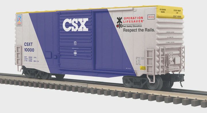 Atlas O 2001129 - Trainman - 40' Hy-Cube Box Cars "CSX" (Operation Lifesaver), Road Number: 10001
