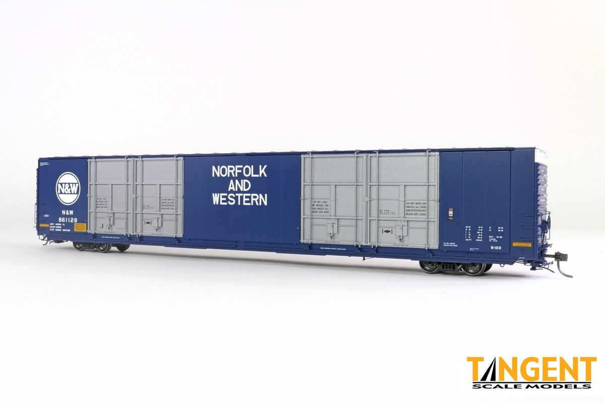 Tangent - Norfolk &amp; Western (N&amp;W) “Delivery 12-1969 Blue” Greenville 86′ Quad Plug Door Box Car, Road Number: 861119