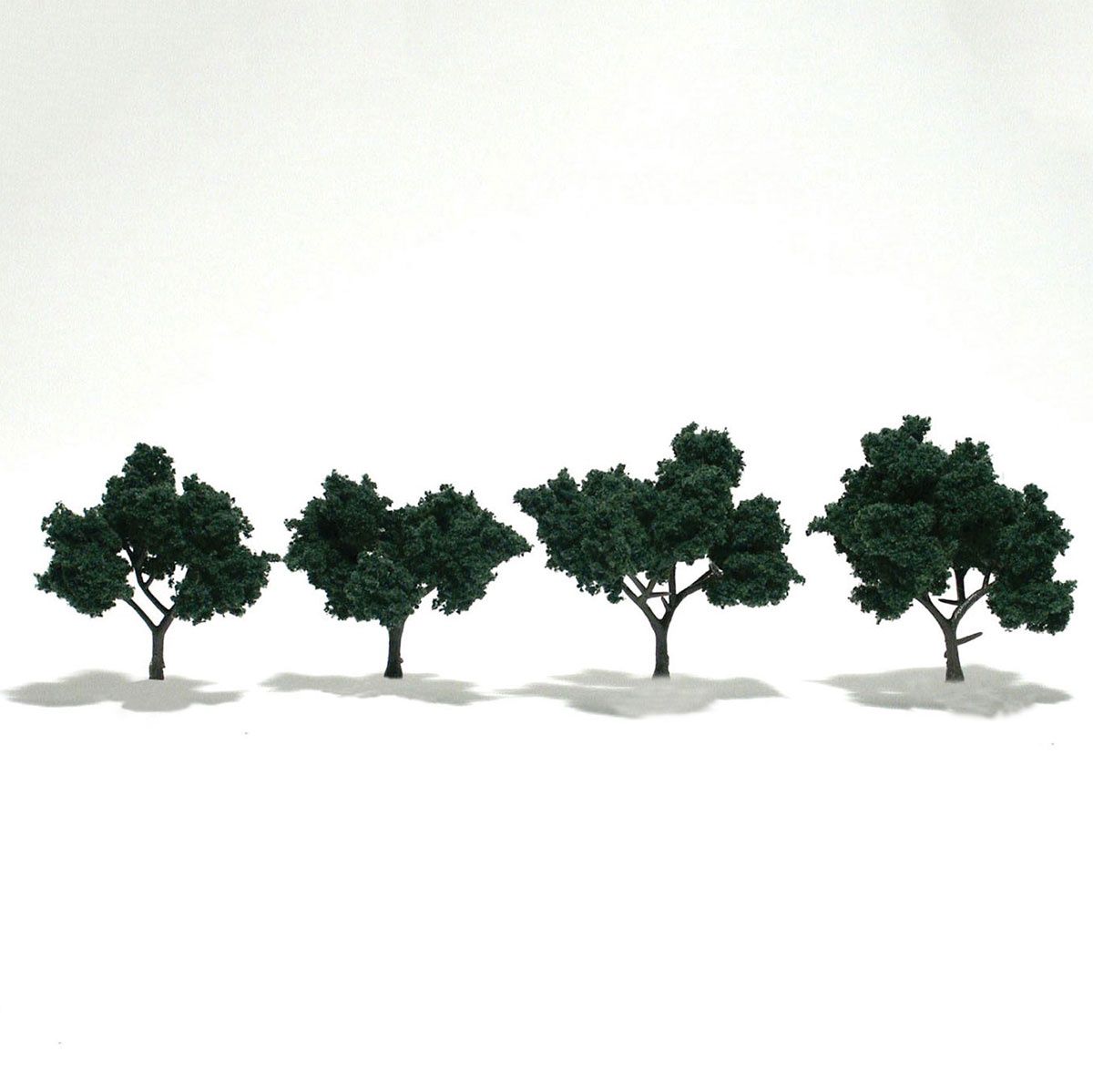 Woodland Scenics 1505 - Ready-Made "Realistic Trees" - Deciduous - 2 to 3" 5.1 to 7.6cm pkg(4) -- Dark Green