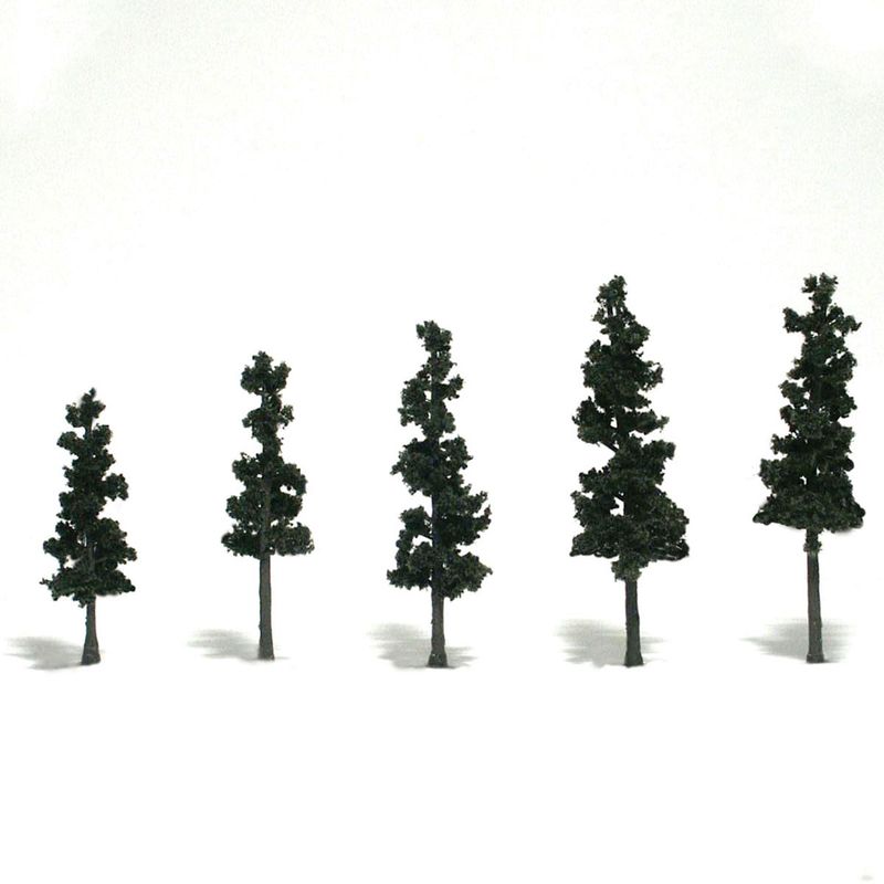 Woodland Scenics 1560 - Ready Made Realistic Trees(TM) - Pines -- Conifer Green - 2-1/2 to 4" 6.4 to 10.2cm pkg(5)