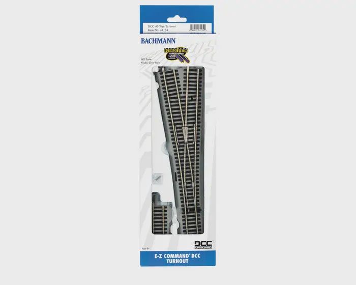 BACHMANN 44560 HO #6 Turnout - Right Nickel Silver E-Z Track w/Grey Roadbed (1/card)