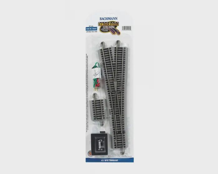 BACHMANN 44569 HO #5 Wye Turnout Nickel Silver E-Z Track w/Grey Roadbed (1/card)