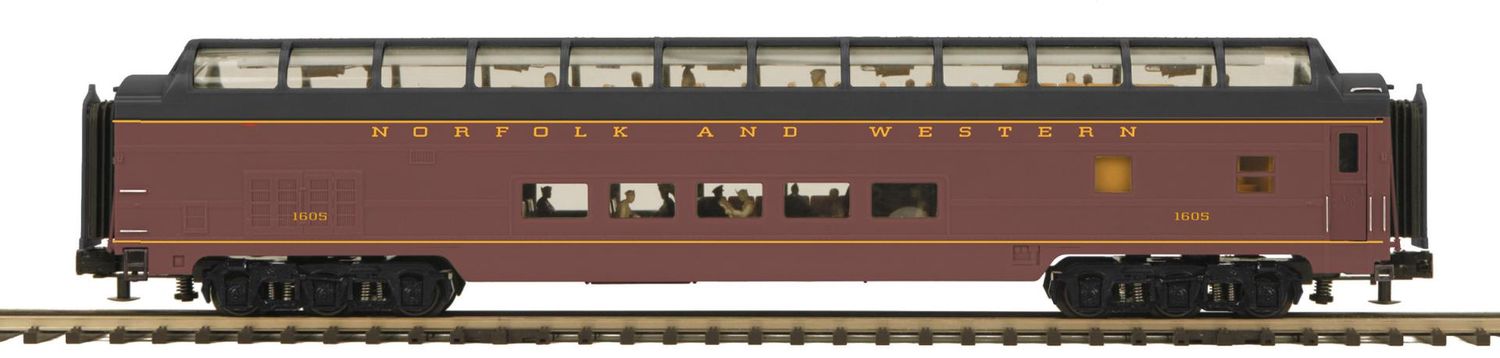 MTH 20-64265 Norfolk and Western O Scale Premier 70’ Streamlined Full Length Vista Dome Passenger Car (Smooth Sided)
