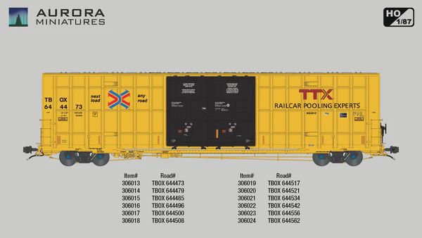 Aurora Miniatures HO Scale Greenbrier 7550 cf 60’ Plate F Boxcar 1st Run - TBOX (XGH61C w/ High Markings)