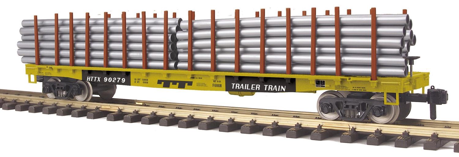RailKing One Gauge 70-76062 - Flat Car w/Pipe Load - TTX #90450