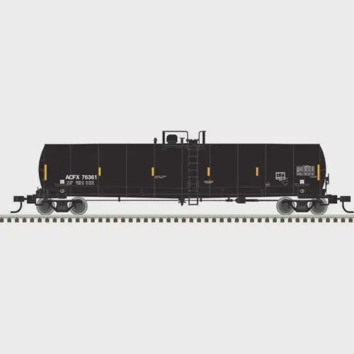 ATLAS ACF 23,500-Gallon Tank Car - Ready to Run - Master(R) -- ACFX (black, reporting marks only, yellow conspicuity marks), Road Number: 76361