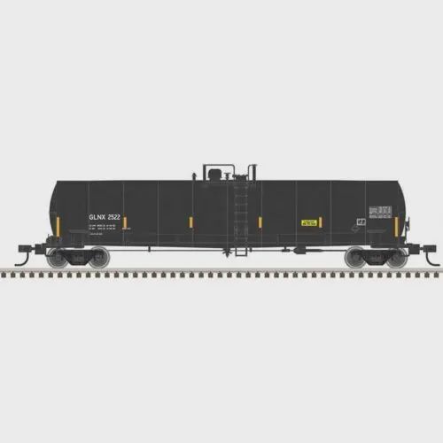 ATLAS ACF 23,500-Gallon Tank Car - Ready to Run - Master(R) -- GLNX (black, reporting marks only, yellow conspicuity marks), Road Number: 2520