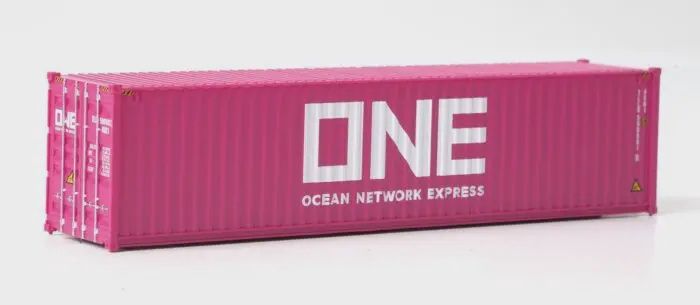 WALTHERS-949-8275-40' Hi-Cube Corrugated-Side Container - Assembled -- Ocean Network Express - ONE (magenta, white)