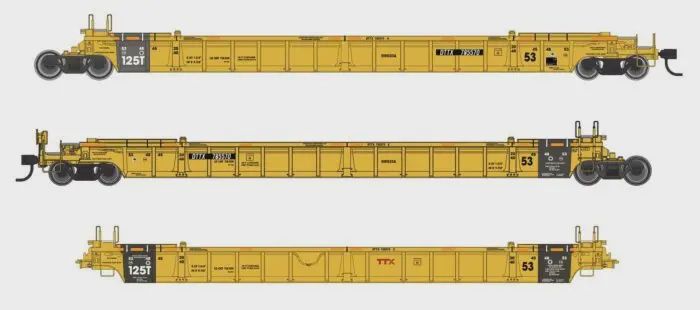 WALTHERS-949-55826-NSC Articulated 3-Unit 53' Well Car - Ready-to-Run -- TTX #785570