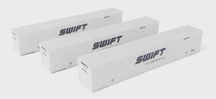 Walthers 949-18505 - 53' Singamas Corrugated Side Container - 3-Pack -- Swift
