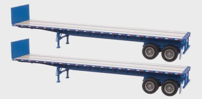 Walthers 949-2701 - 40' Flatbed Trailer - Ready to Run - 2-Pack -- Blue
