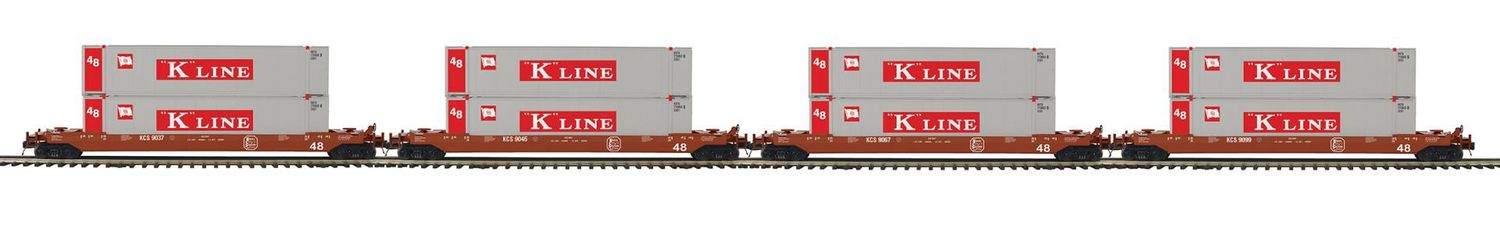 MTH Premier 20-92434 - 4-Car Husky Stack Set - Kansas City Southern