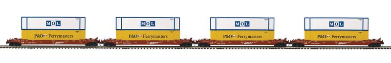 MTH Premier 20-92433 - 4-Car Husky Stack Set - BNSF
