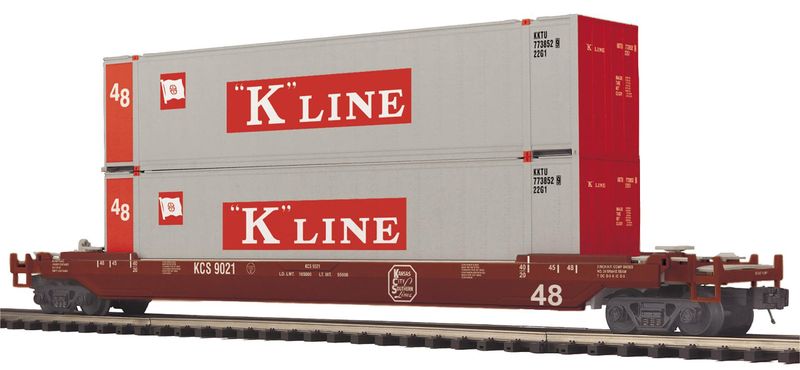 MTH Premier 20-95783 - Husky Stack Car - Kansas City Southern