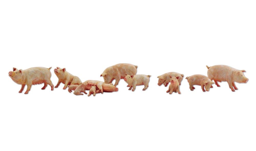 WOODLAND SCENICS A2218 YORKSHIRE PIGS- N SCALE