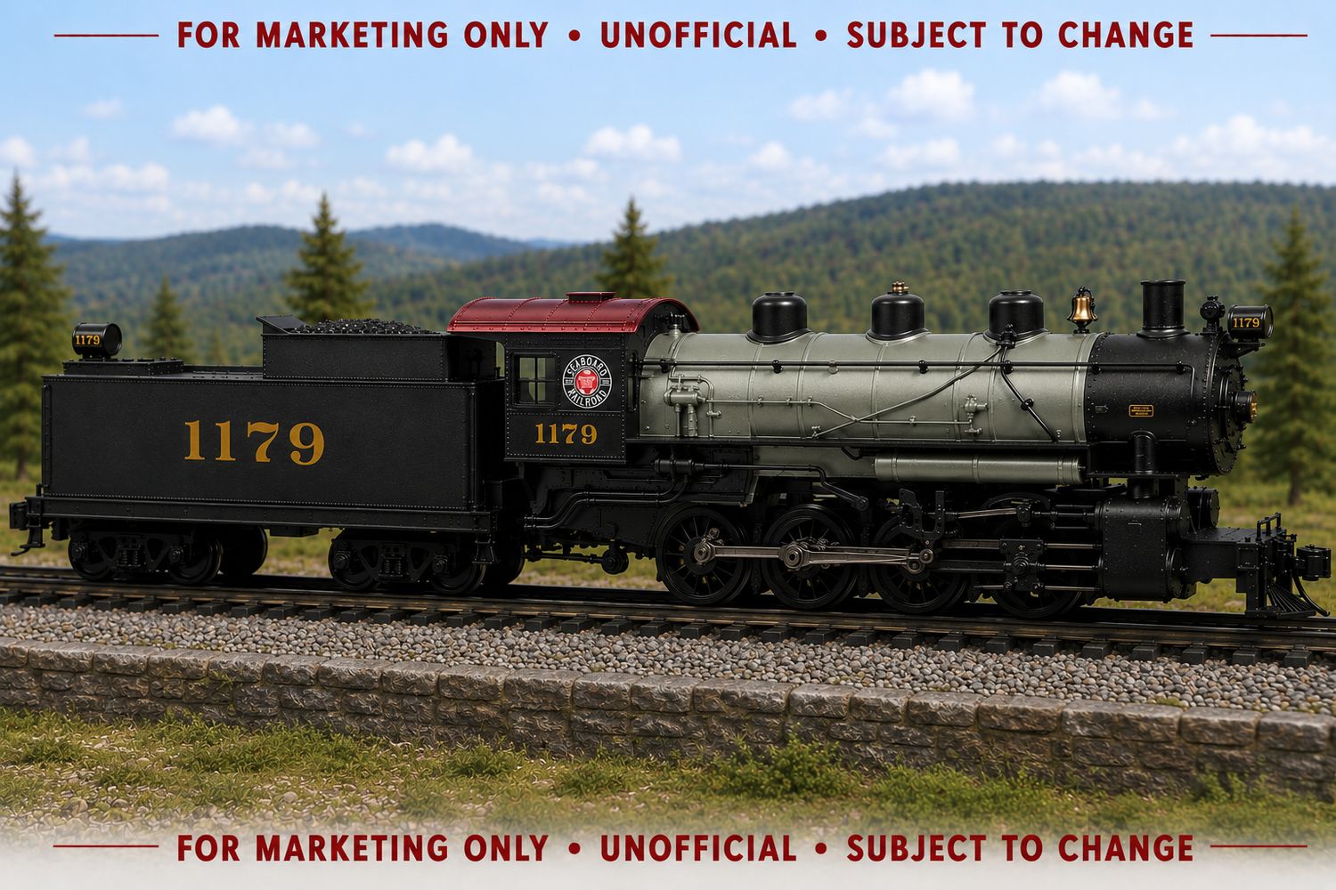 O Scale RailKing Seaboard Airline 0-8-0 Imperial Steam Engine w/Proto-Sound 3.0, Road Number: #1179