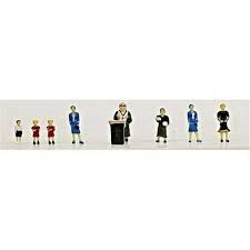 Model Power N 1352 Pastor &amp; Congregants with Pulpit - 9 Pcs