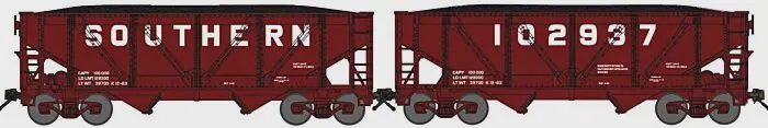2-Bay Rebuilt War-Emergency Hopper Permanent Pair with Load - Southern Railway, Road Number: 102265