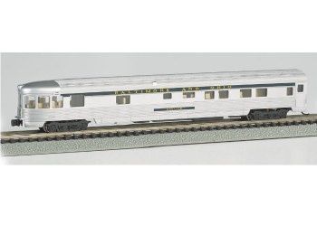 Bachmann N 14553 85' Streamline Fluted-Side 3-2 Observation Car, Baltimore and Ohio "Wawasee" (Lighted)