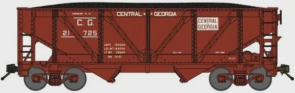 Bluford Shops 64138 N Scale 2-Bay Rebuilt War-Emergency Hopper with Load - Central of Georgia 21728