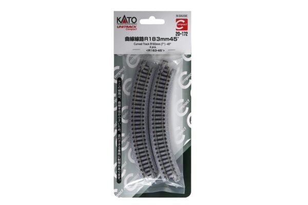 Kato 20-172 N 183mm (7″) Radius 45º Curve Track [4pcs]