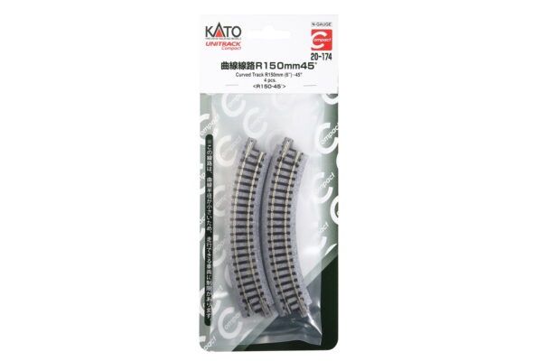 Kato 20-174 N 150mm (6″) Radius 45º Curve Track [4pcs]