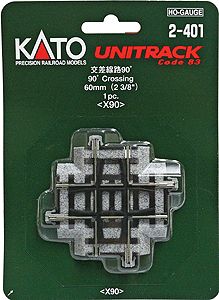 Kato 2-401 HO Unitrack - Crossing 90 degree Track 60mm 2 3/8" 1 piece