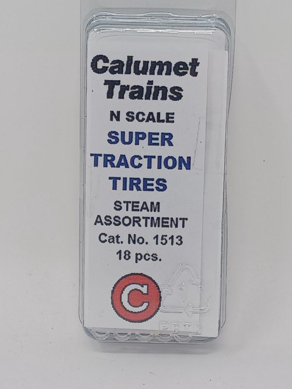 Calumet Trains 1513 - Vinyl Super Traction Tire -- Steam pkg(18) - N Scale