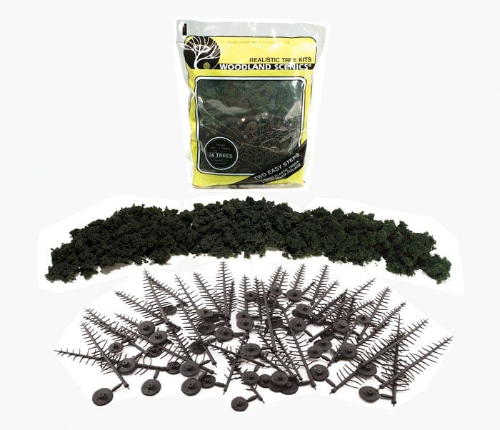 Woodland Scenics TR1105 - Realistic Tree Kits Conifer Green - 24/pkg - 4" - 6"