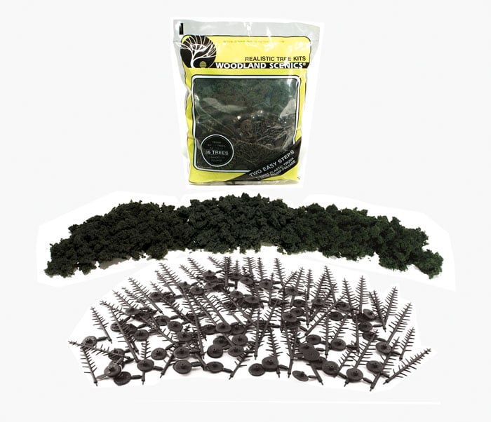 Woodland Scenics TR1104 - Tree Kit - Conifer Green - 42/pkg