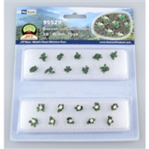 JTT 95529 - Broccoli &amp; Cauliflower: 20/pk - 3/8in - HO Scale