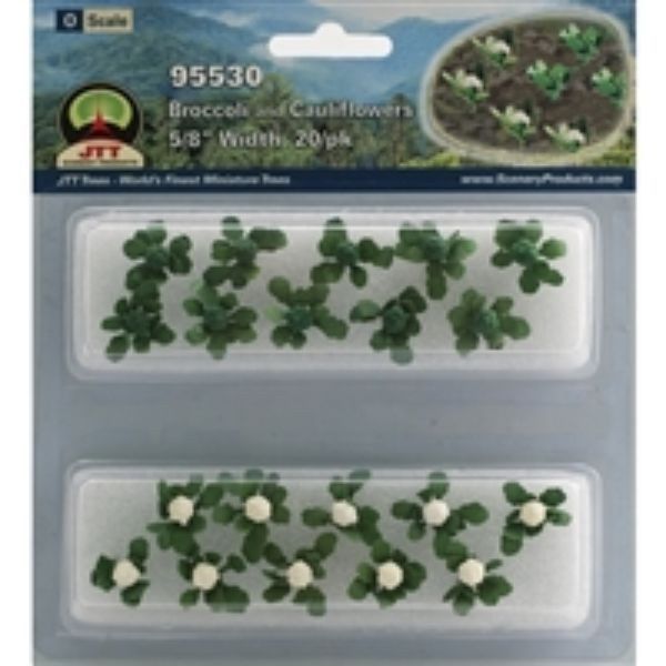 JTT 95530 - Broccoli &amp; Cauliflower: 20/pk - 5/8in - O Scale