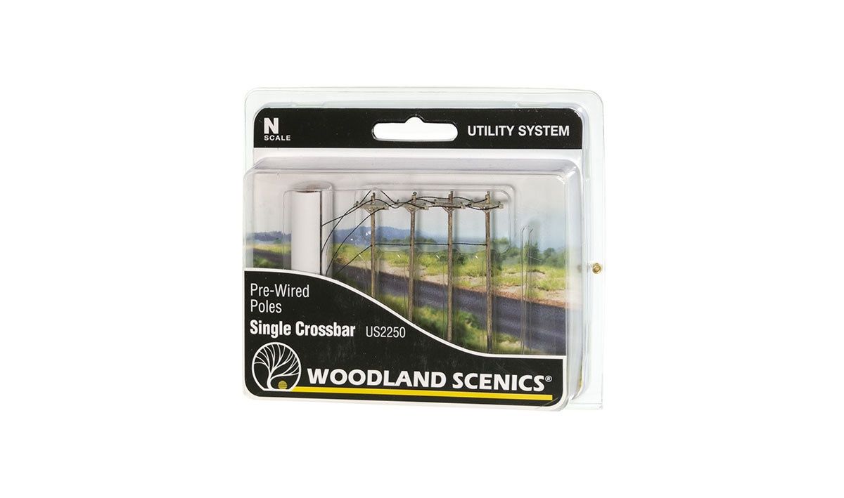 Woodland Scenics N US2250 Pre-Wired Poles - Single Crossbar