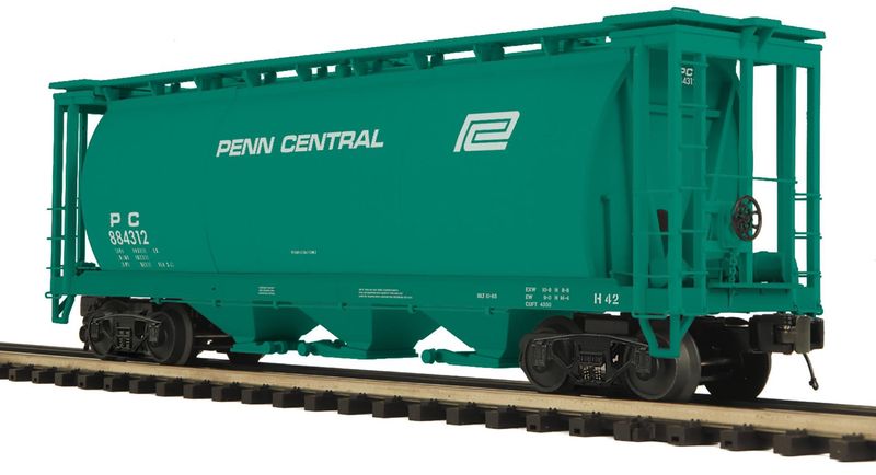 MTH 20-96871 - O Scale 3-Bay Cylindrical Hopper - Penn Central